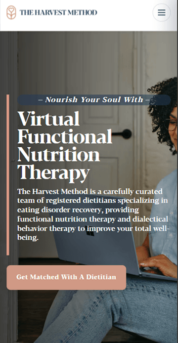 The Harvest Method mobile website view